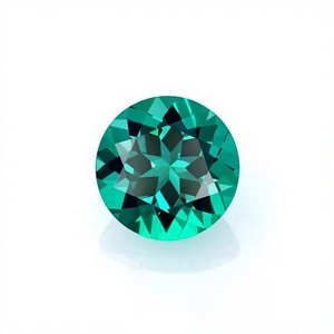Esmeralda Verde Cultivada en Laboratorio, Corte Brillante Redondo, Gema Suelta para Joyería, Pulida con Efecto de Juego de Color y Fuego - Product Image 1