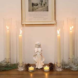 Wedding Glass Hurricane Tapered Candle <strong>Holder</strong> <strong>Candlestick</strong> Christmas Candle Stick <strong>Holder</strong> with Glass Sleeve Cylinder Candleholder - Product Image 4