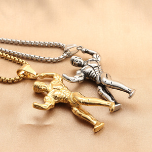 yunnique Muscular Men's Stainless Steel Pendant Necklace Retro Fitness Style For Men 280317 - Product Image 2