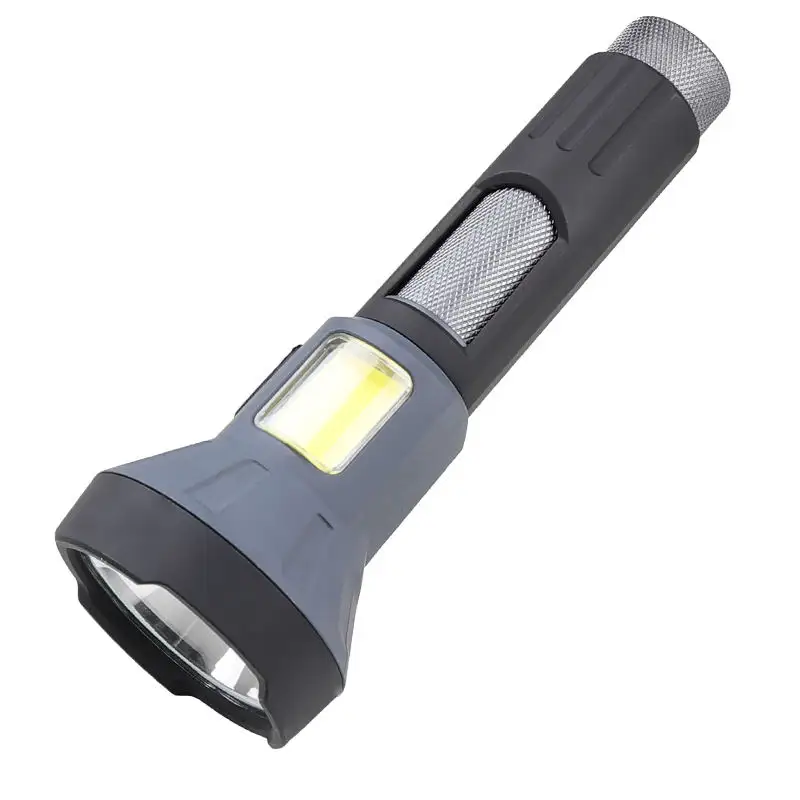 Lampe de poche portable rechargeable par USB 4 modes d'éclairage Lampes de poche LED COB à lumière douce Torche extérieure en plastique ABS dur puissante