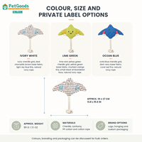 Jouet interactif pour chien Manta Ray en gros, couineur en tissu chenille, corde en coton, peluche douce, jouet d'enrichissement à tirer, couleurs vives pour