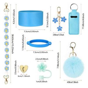 Offre Spéciale : Ensemble Cadeau d'Accessoires Colorés pour Gobelets de 40 oz - 7/8/12 Pièces avec Poignée Perle, Breloque Fleur, Cozy, Porte-clés, et Bottes de Protection pour Gobelets - Product Image 3