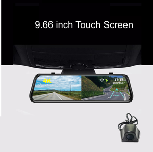 Espejo de pantalla táctil completa de 9,66 pulgadas para coche WiFi 4K + 2K 2 canales DVR espejo retrovisor GPS App Control Clip en versión espejo - Product Image 4