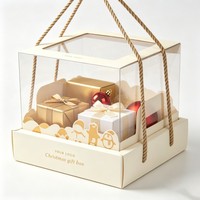 Boîte cadeau de Noël transparente en gros, vente chaude, boîte cadeau de Noël personnalisée avec poignée, emballage pour bonbons et foulards en encre de soja