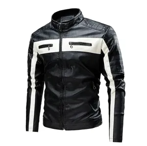 Chaqueta de Cuero Personalizada de Alta Calidad <span class=keywords><strong>para</strong></span> Hombre, Chaqueta de Motociclista Elegante, Chaqueta de Motociclista Informal de PU Grueso con Forro de Piel <span class=keywords><strong>para</strong></span> Otoño - Product Image 3