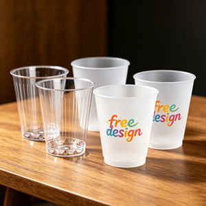 Gobelets de mariage givrés de luxe personnalisés multicolores en PP, avec logo 3D UV appliqué à la main, design personnalisé, pour toast d'anniversaire - Product Image 1