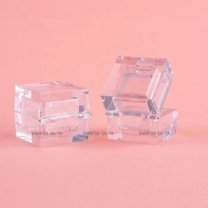 Kunststoff Kosmetik 2 In1 klar transparent leer quadratisch Puder etui Lidschatten Compact Blusher Gel Palette Lippen balsam Behälter - Product Image 5