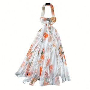 Vestido Midi Casual de Verano 2025 Estilo Y2K con Cuello Halter Asimétrico, Volantes, Tejido Transpirable, Encaje Antiestático y Sostenible para Mujer - Product Image 5