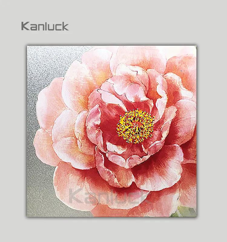 modern pink peony flowers canvas wall art with glitter and diamond for home decor