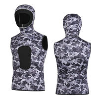 Combinaison de plongée thermique camouflage à capuche sans manches pour adulte, 3 mm, toutes saisons, pour la natation et le surf