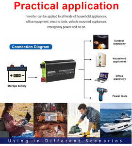 Onduleur 12v 24v 48v 110v 220v avec fonction by <span class=keywords><strong>pass</strong></span> Onduleur à onde sinusoïdale pure 300w - Product Image 5