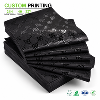 Papier de soie noir mat imprimé sur mesure avec monogramme UV sélectif, papier d'emballage de luxe pour boîtes cadeaux, vente en gros en vrac direct usine