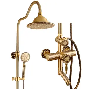 Classic new design brass antique washroom shower faucet set