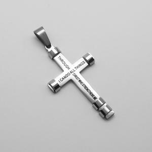 Punk <b>Rock</b> English Personalized Religious Cross WaterProof Pvd Stainless Steel Fashion <b>Jewelry</b> Pendant Necklace for Men Wholesale - Product Image 3