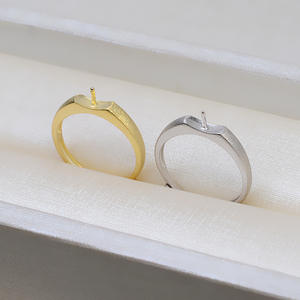 แหวนเงินแท้ S925 แบบเปิดสำหรับผู้หญิง ปรับขนาดได้ 10-13  พร้อมที่ใส่ไข่มุกแบบกลวง  ผิวด้าน รุ่นปรับปรุงใหม่ 757  อะไหล่เครื่องประดับกึ่งสำเร็จรูป - Product Image 3