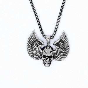 Yunnique-collar con colgante de calavera y alas de acero inoxidable unisex, accesorios de joyería de moda para hombres y mujeres - Product Image 1