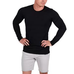 ผู้ผลิต OEM ขายส่งเสื้อยืดแขนยาวผู้ชายผ้าสแปนเด็กซ์/คอตตอน 180 กรัม คุณภาพสูง คอกลม พิมพ์ลายซิลค์สกรีน แบบถัก - Product Image 6