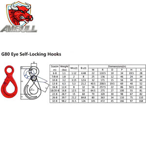 ארב החובה כבד מנוף וו g80 סין של הרמה הרמה של חבלים עם עין נעילה עצמית עבור יישומים כרייה - Product Image 6