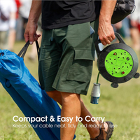 Cable de Extensión para Camping de 5/10/15 Metros, 4 Tomas de Corriente de 13A con Enchufe Británico (BS), Enrollador de Cable con Enchufe CEE y Protección Térmica