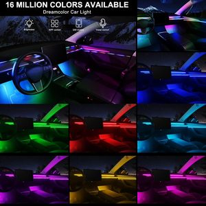 Kit d'éclairage d'ambiance LED RGBIC universel pour voiture, personnalisable en usine, installation facile, symphonie de couleurs pour l'intérieur de la voiture - Product Image 5