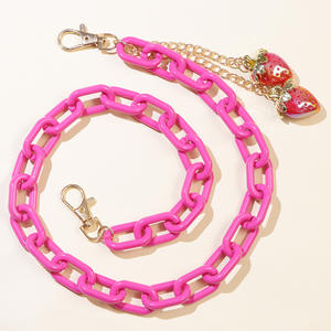 Chaîne de taille en acrylique avec pendentif fraise, style punk, rouge rose, simple couche, pour usage quotidien, chaîne de corps tendance - Product Image 2