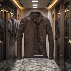 Fabricant de vestes personnalise la veste tendance à col montant, coupe ajustée, tendance, pour jeunes, rétro, marron, polyvalente et élégante - Product Image 1