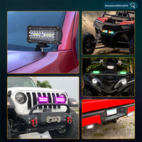 Paquete de 2 Barras de Luz LED RGB de 6 Pulgadas con Anillo Halo RGB, Control por Aplicación Móvil Nova, para Autos y SUVs