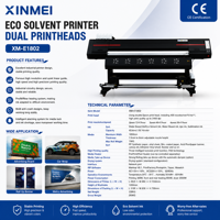 Impresora de Gran Formato para Pancartas, Directo de Fábrica, OEM, Impresora Eco Solvente de 1800 mm, Impresora Publicitaria con Cabezal de Impresión Epson I3200/I1600