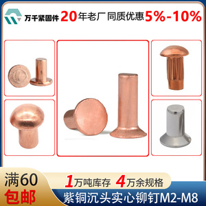 Wanqian Fasteners Solid Copper Countersunk Rivets M2 M2.5 M3 M4 M5 M6 M8 Hammer Action Rivets - Product Image 4