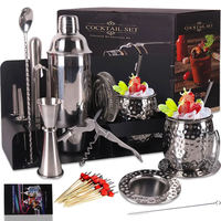 Kit personnalisé de 16 pièces accessoires de bar ensemble de shaker à cocktail jigger kit de shaker à cocktail barman avec support