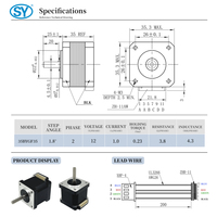 Moteur pas à pas hybride SY Nema 14 2 phases 35 mm CC 0,8 A 0,23 Nm Angle de pas 1,8° 12 V 4 fils pour imprimante 3D CE ROHS REACH