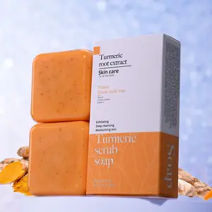New Turmeric Scrub Soap Bar Handmade Soap VC Cleansing Bath Soap For Skin Lightening