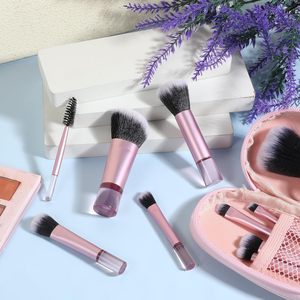 Juego de Brochas de Maquillaje Veganas Personalizadas de 10 Piezas, Portátiles, Lindas, de Lujo, Color Rosa, Premium, de Viaje, Sintéticas, Profesionales, Mini, con Estuche de PU - Product Image 4