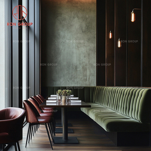 Juego de Muebles de Lujo Modernos para Restaurante de Hotel, Asientos de Terciopelo, Silla de Cuero, Mesa de Madera, Cafetería, <span class=keywords><strong>Bistro</strong></span> - Product Image 4