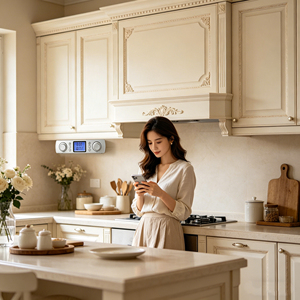 Enceintes stéréo sans fil pour armoire et <span class=keywords><strong>radio</strong></span> FM, avec minuterie d'alarme et écran LCD. <span class=keywords><strong>Radio</strong></span> de <span class=keywords><strong>cuisine</strong></span>. Rendez votre <span class=keywords><strong>cuisine</strong></span> plus élégante. - Product Image 4