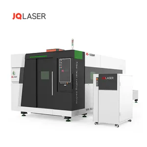 JQ Cortador a laser para chapa metálica, máquina de corte a laser de fibra metálica com paletes duplas totalmente fechadas, 1500x3000mm