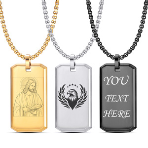 Dropshipping personalizado Punk Rock Acero inoxidable foto colgante collar enlace cadena moda cobre grabado Familia Nombre perro ID nombre - Product Image 1