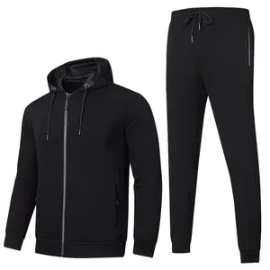 Solid color 100% polyester jogging tech fleece tracksuit for men