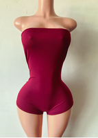 Combinaison short sans manches pour femme, couleur unie, style bustier, été 2026