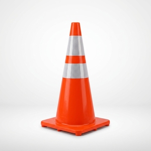 Cône de signalisation routière en plastique réfléchissant robuste de 70 cm de hauteur pour la construction routière et les avertissements - Product Image 1