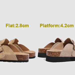 <span class=keywords><strong>Mules</strong></span> et sabots en daim pour hommes avec logo personnalisé, semelle intérieure en liège et semelle extérieure en caoutchouc, chaussures plates à semelle épaisse - Product Image 5