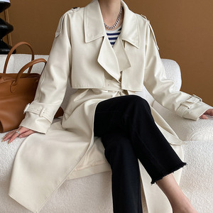 Gabardina <span class=keywords><strong>de</strong></span> estilo británico <span class=keywords><strong>de</strong></span> alta calidad para <span class=keywords><strong>mujer</strong></span>, gabardina larga con cuello vuelto Original para <span class=keywords><strong>mujer</strong></span>, chaquetas cortavientos - Product Image 2