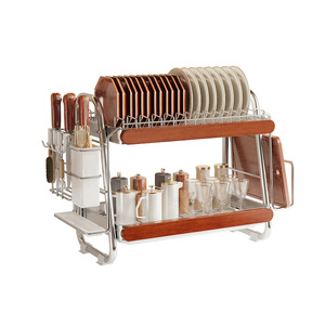 Égouttoir à vaisselle autoportant en acier inoxydable avec égouttoir intégré, style rétro, pour évier de cuisine, comptoir et accessoires de meuble - Product Image 1