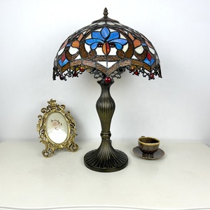 LongHuiJing 16 Inch Adjustable Mediterranean Stained Glass Dome LED Table Lamp Flexible Design Eco-Friendly AC E26 for Living - Product Image 3