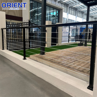 Pont à faible entretien de qualité supérieure en acier inoxydable corde 42 "balustrade en aluminium poteau main courante noir balcon câble clôture garde-corps
