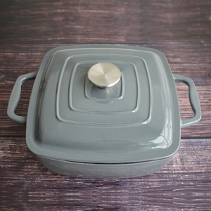 Casserole carrée <span class=keywords><strong>en</strong></span> <span class=keywords><strong>fonte</strong></span> émaillée de 5 pintes, plat à gratin émaillé antiadhésif, four hollandais - Product Image 2