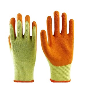 Gants de sécurité ZHANDA 10g en latex gaufré pour boîte sèche - Jaune/Orange, poignet tricoté, sans silicone - Prix abordable, usine du Shandong - Product Image 4