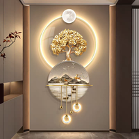 Lampe murale LED 3D de luxe haut de gamme Arbre de la Fortune, tableau décoratif suspendu pour la maison, style Art Déco avec motif nature morte