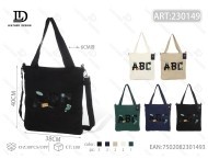 Borsa a Tracolla in Tela con Stampa di Lettere, Borsa da Donna per Tutte le Stagioni - Product Image 1