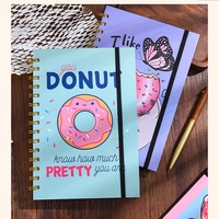 Cuaderno de Papel con Espiral Creativo de Dibujos Animados, Juego de Papelería con Bolígrafo para Estudiantes, Material Escolar